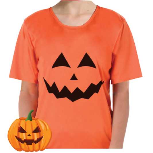 Kids Halloween T-Shirt Pumpkin Childrens Orange Jack O'Lantern Top - L (10-12 Years Old).