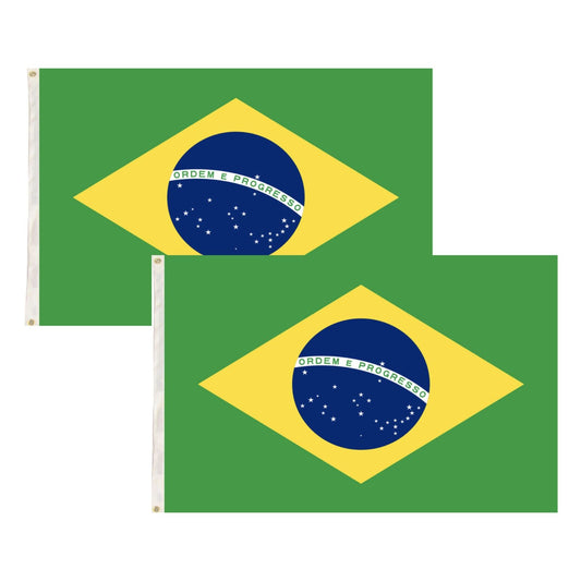 2x Brazil Country Flags Heavy Duty Brasil World Cup Brazilian  - 150cm x 90cm.
