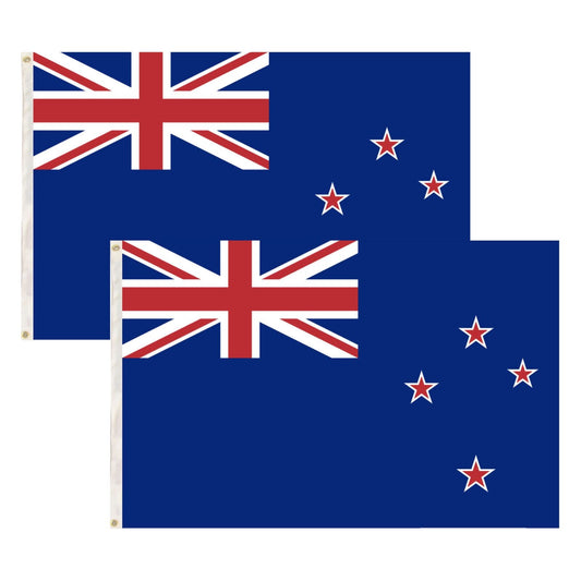 2x New Zealand Country Flags Kiwi Heavy Duty Outdoor Maori - 150cm x 90cm.