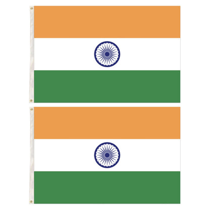 2x India Country Flags Indian Heavy Duty National Cricket Diwali Divali - 150cm x 90cm.