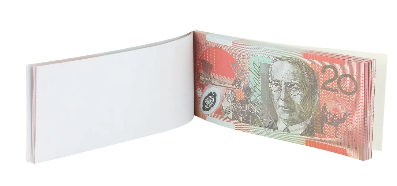 20 Dollar Australian Souvenir Note Pad Fake AUD Money - 1 Pack of 50 Sheets.