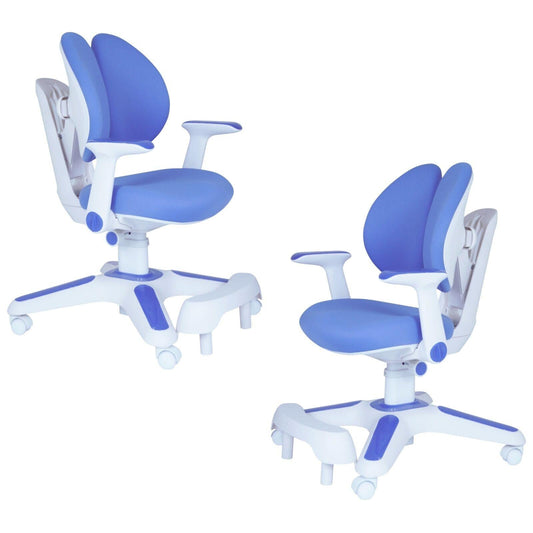 Ergonomic Children Kids Study Chair Set of 2 Height Adjustable - Blue.