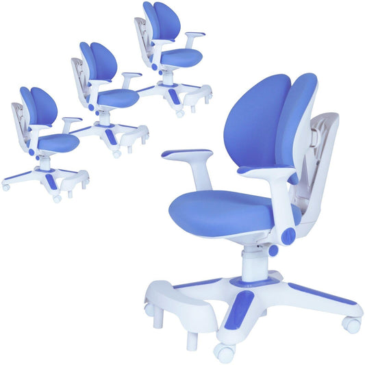 Ergonomic Children Kids Study Chair Set of 4 Height Adjustable - Blue.
