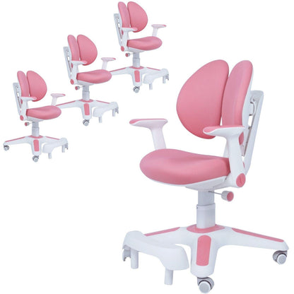 4x Ergonomic Children Kids Study Chairs Height Adjustable - Pink.