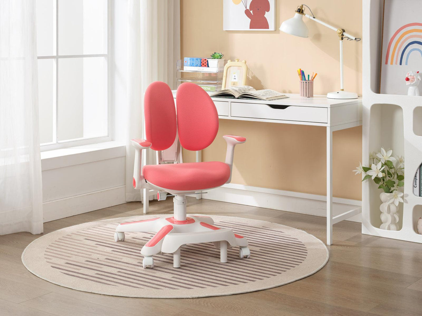 4x Ergonomic Children Kids Study Chairs Height Adjustable - Pink.