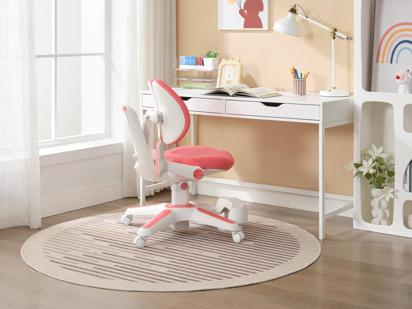 4x Ergonomic Children Kids Study Chairs Height Adjustable - Pink.