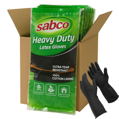 96 Pairs Sabco Heavy Duty Latex Gloves w/ Cotton Lining - Large Size Bulk (1 Carton).