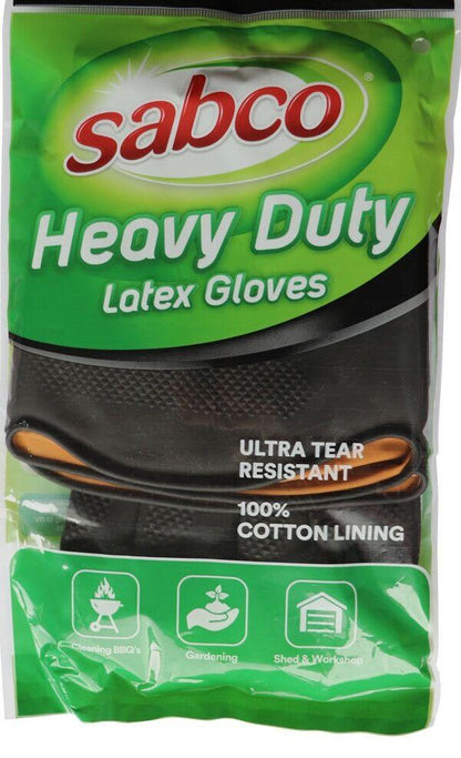 96 Pairs Sabco Heavy Duty Latex Gloves w/ Cotton Lining - Large Size Bulk (1 Carton).