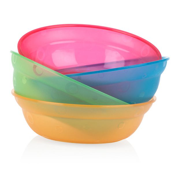 Nuby Value Feeding Bowls Multicolor (Pack of 4) - 6 Months +.