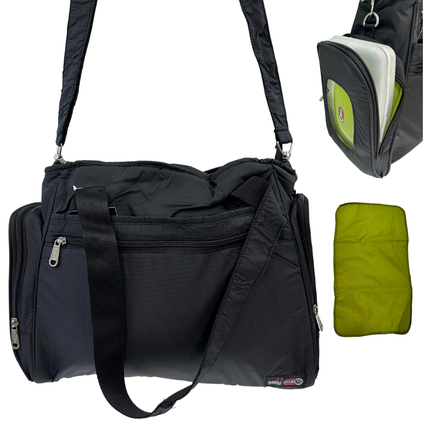 FIB Baby Nappy Bag Diaper Maternity Milk Mummy Changing Travel Tote - Black.