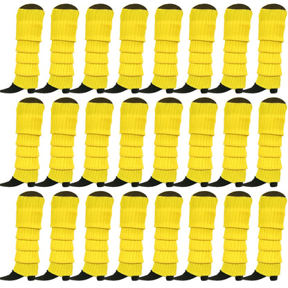 24x Womens Leg Warmers Disco Winter Knit Dance Party Crochet Legging Socks Costume - Yellow