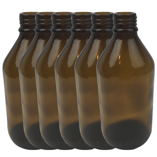 6x 600ml Amber Glass Bottle Cosmetic Essential Oil General Purpose Storage.