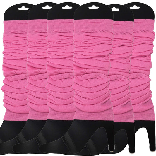 6x LEG WARMERS Knitted Womens Neon Party Knit Ankle Fluro Dance Costume 80s BULK - Light Pink