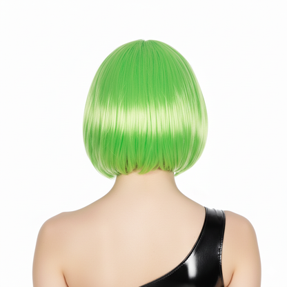 Bob Wig Costume Short Straight Fringe Cosplay Party Full Hair Womens Fancy Dress - Green