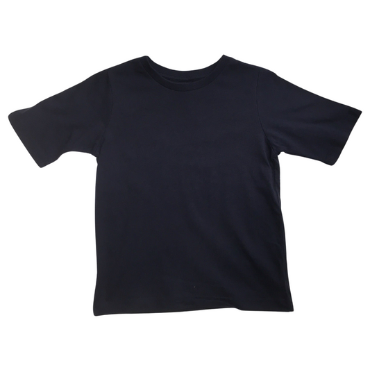 KIDS PLAIN T SHIRT Childrens Child 100% COTTON Boys Girls Basic Blank Tee Top - Navy - 3