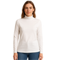 Ladies SKIVVY Womens Long Sleeve Plain Top Warm Turtleneck Cotton High Neck in White - S