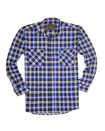 Mens 100% Cotton Flannelette Shirt Long Sleeve Check Authentic Flannel - Denim - 9XL