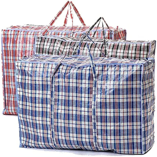 1x Large Stripe Bag Packing Storage Strip Zip Shopping Travel Check House Moving 90cm x 78cm x 25cm.