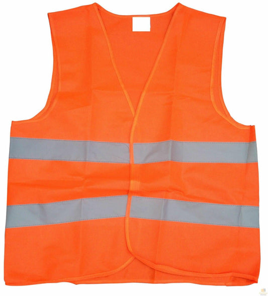 Hi Vis Safety VEST Reflective Tape Workwear Orange ONE SIZE Night & Day Use.