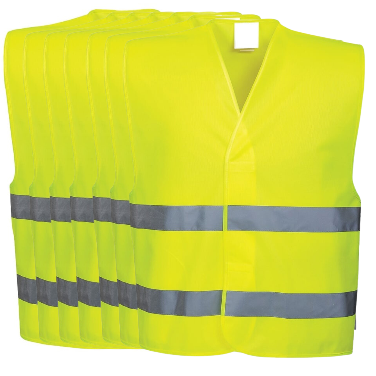 10x Hi Vis Safety Vest Reflective Tape Workwear Night & Day Bulk - Yellow - One Size.