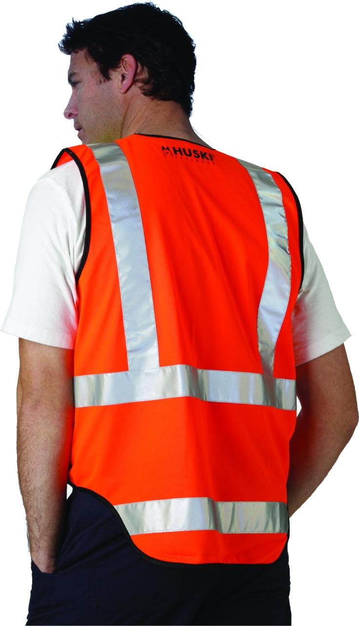 HUSKI Hi Vis Patrol Vest 3M Reflective Tape Safety Workwear High Visibility - Orange - M.