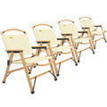 4x Bamboo Canvas Foldable Outdoor Camping Chair Wooden Picnic Park - Khaki/Beige.
