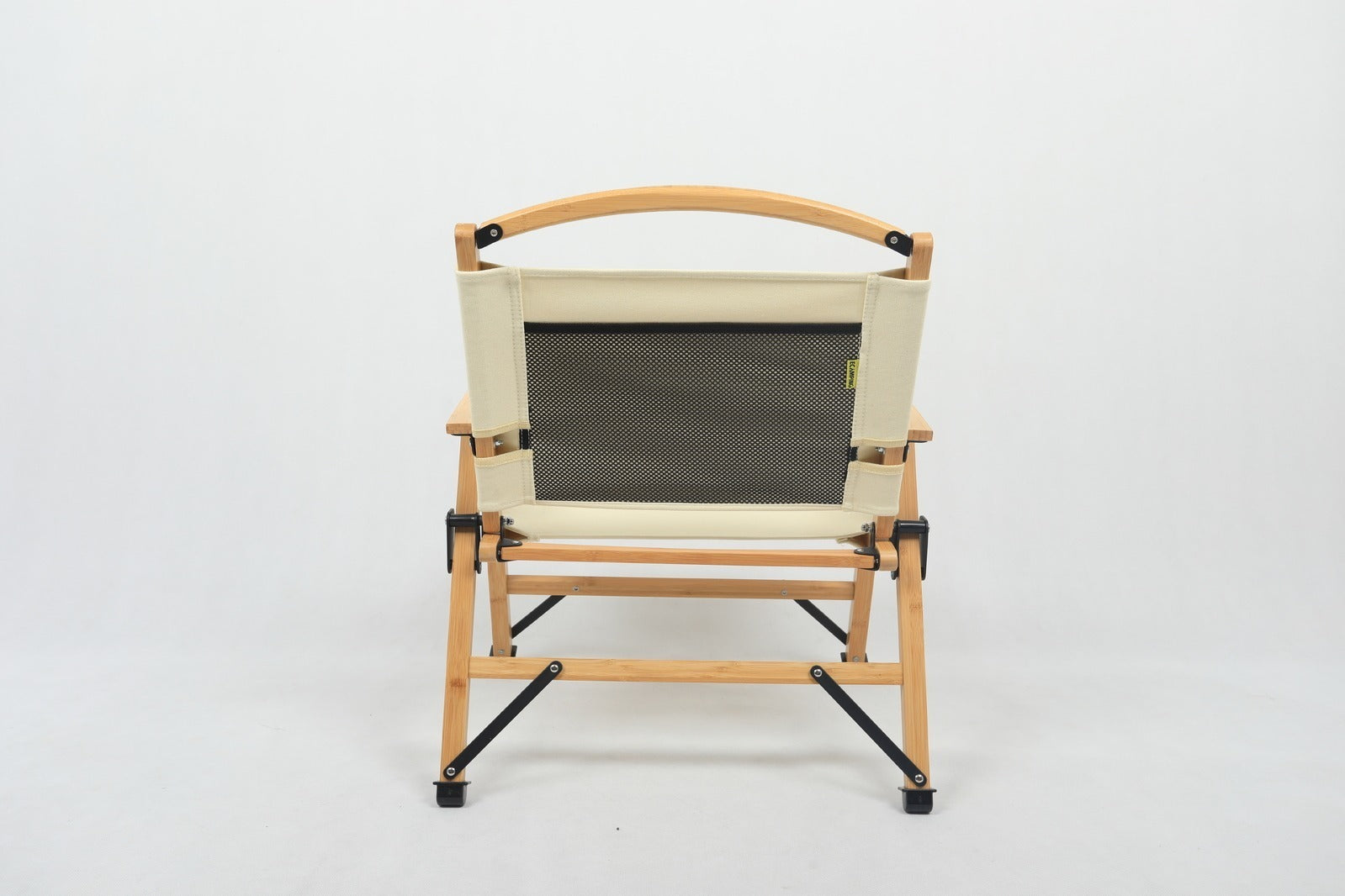 4x Bamboo Canvas Foldable Outdoor Camping Chair Wooden Picnic Park - Khaki/Beige.