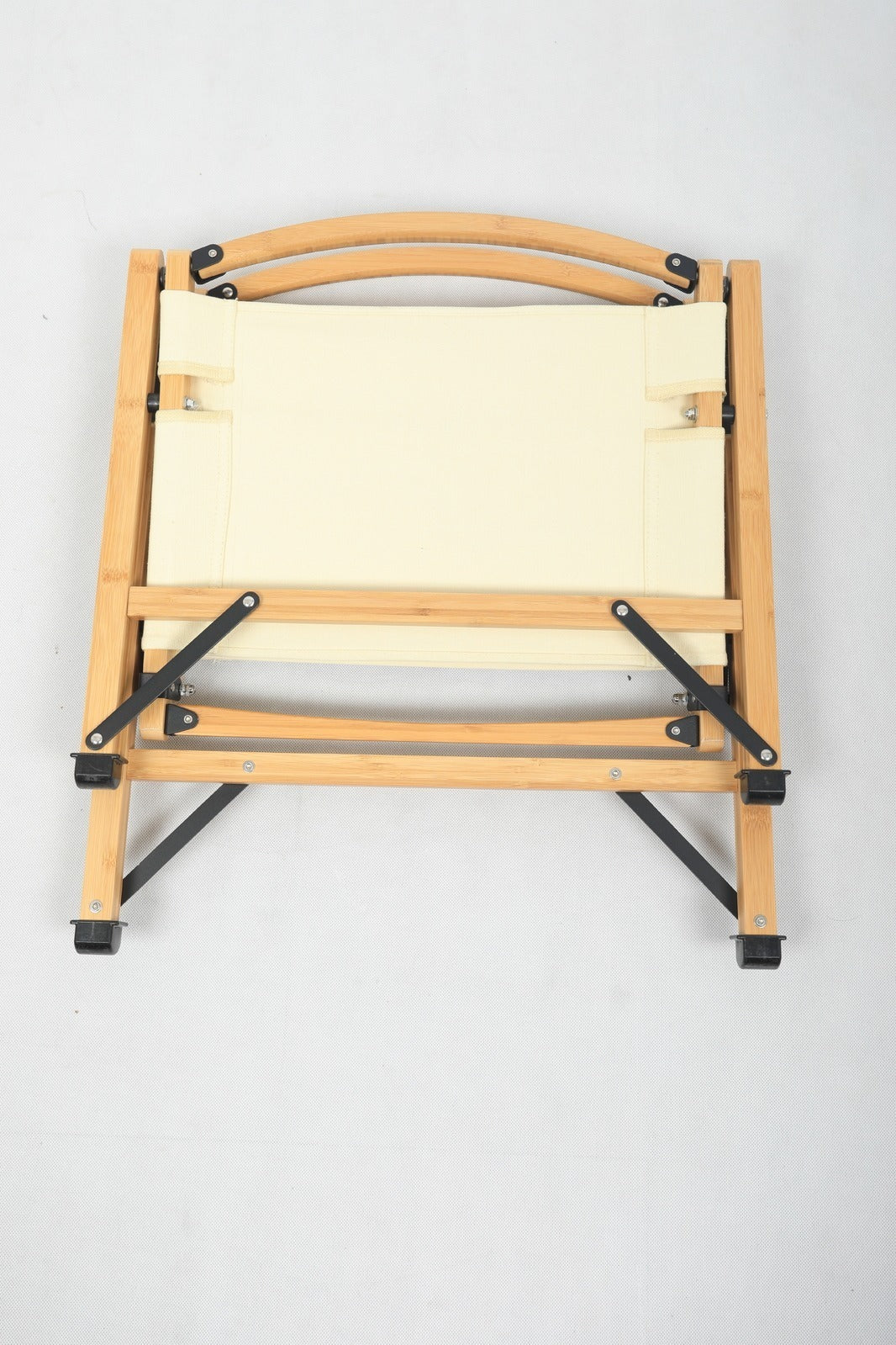 4x Bamboo Canvas Foldable Outdoor Camping Chair Wooden Picnic Park - Khaki/Beige.