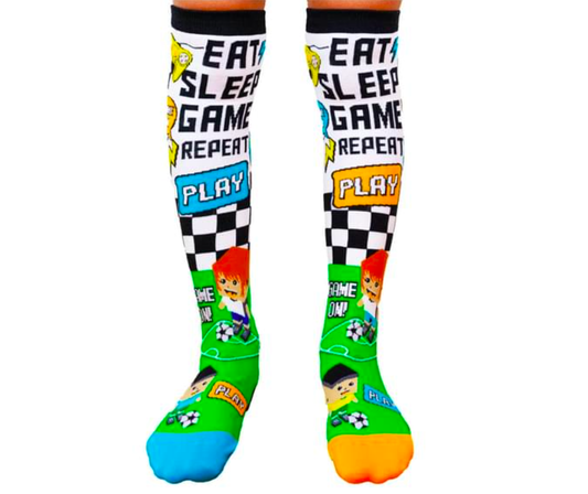 Video Game Toddler Long Knee High Socks - Boy's Unisex Pair - Multicolour.