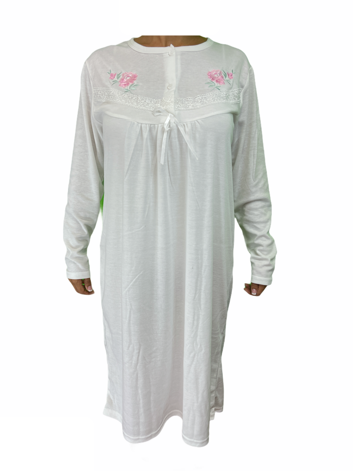 Womens Ladies Cotton Nightie Night Gown Pajamas Pyjamas Sleepwear PJ - White - 20