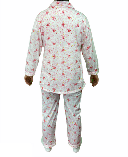 Womens PYJAMAS PJs Set Pajamas Ladies Cotton PJ Womens Long Sleeve Sleepwear - Pink - 12