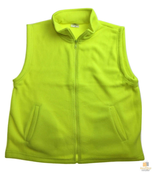 PLAIN HI VIS Polar Fleece Vest Full Zip Safety Workwear High Visibility Fleecy - Fluro Yellow - L.