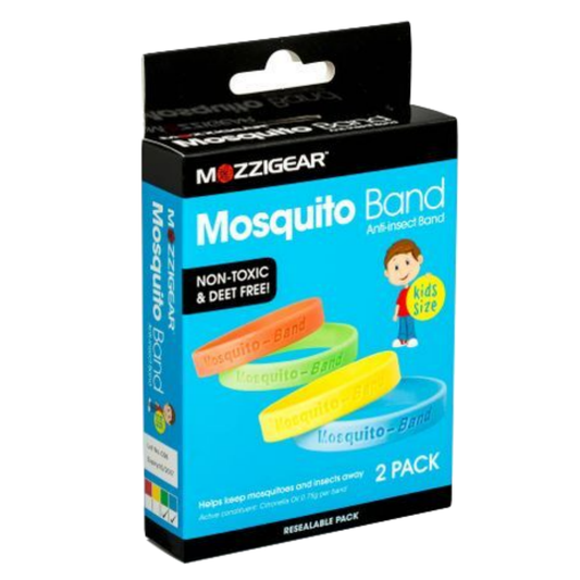 Mozzigear Mosquito Kids Wrist Band Repellent Camping Hiking Non-Toxic Childrens 2pk.