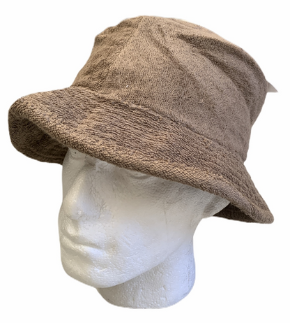 Stingy Brim Terry Towelling Bucket Hat Daggy Fishing Camping Lad Cap 100% COTTON - Khaki - S/M