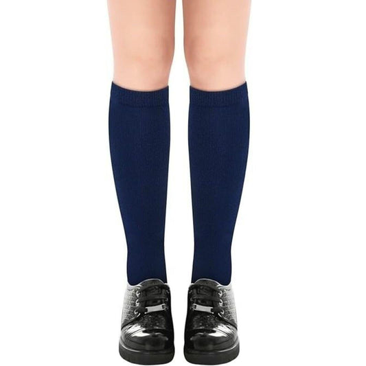 1x Pair School Uniform Knee High Socks Cotton Rich Girls Boys Kids - Navy - 2-8 (10-12 Years Old).