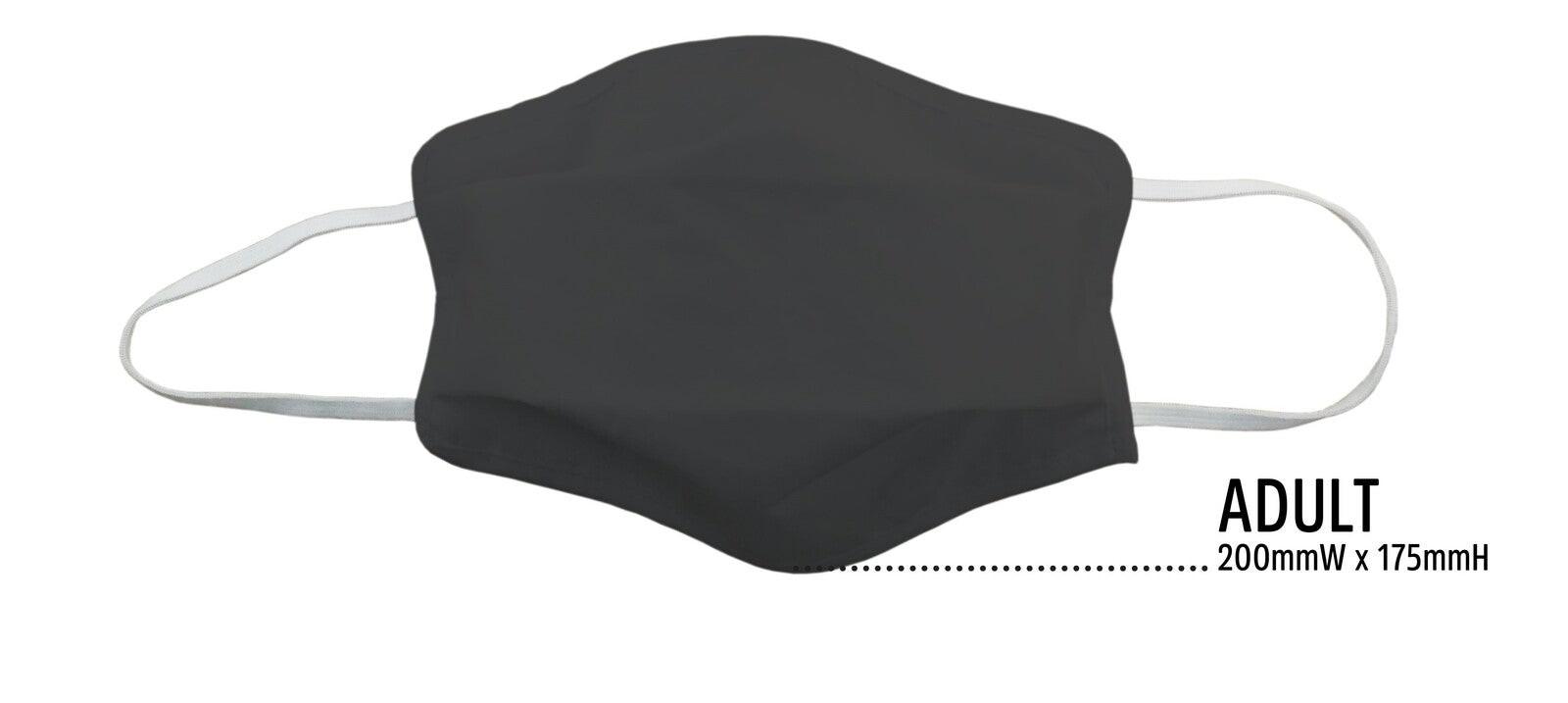 TIGERPLAST Fabric Face Mask Washable Reusable Mask Protect Anti-Microbial Mouth Cover - Black.