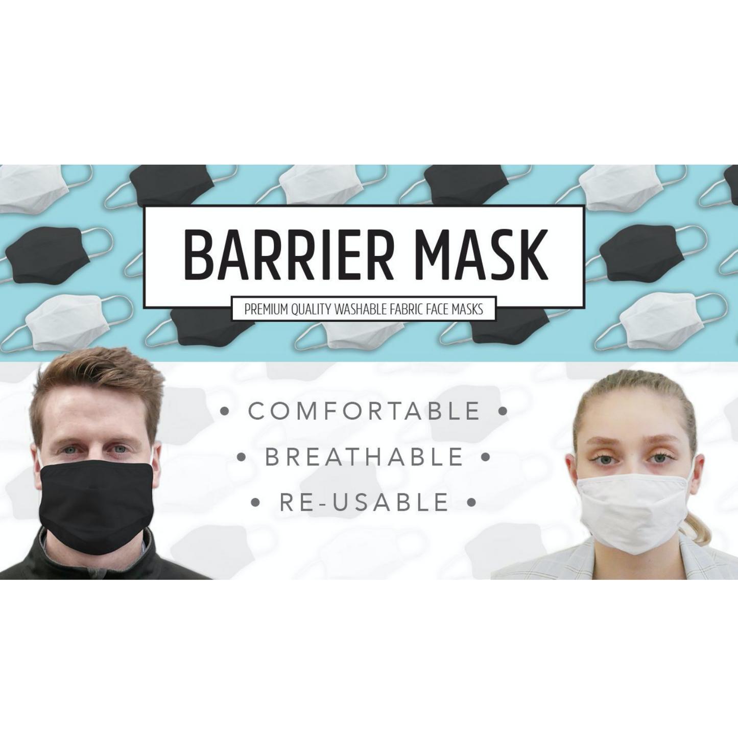 TIGERPLAST Fabric Face Mask Washable Reusable Mask Protect Anti-Microbial Mouth Cover - Black.