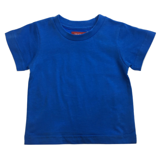 TODDLER PLAIN T SHIRT 100% COTTON Basic Blank Tee Top Teen Teenager Crew Kids - Bright Blue - 0.