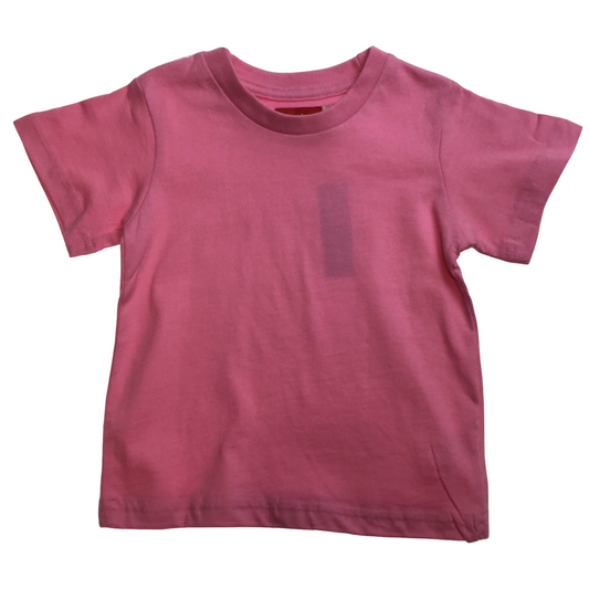 TODDLER PLAIN T SHIRT 100% COTTON Basic Blank Tee Top Teen Teenager Crew Kids - Pink - 1.