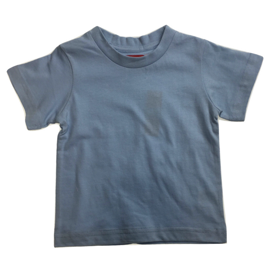 TODDLER PLAIN T SHIRT 100% COTTON Basic Blank Tee Top Teen Teenager Crew Kids - Sky Blue - 0.
