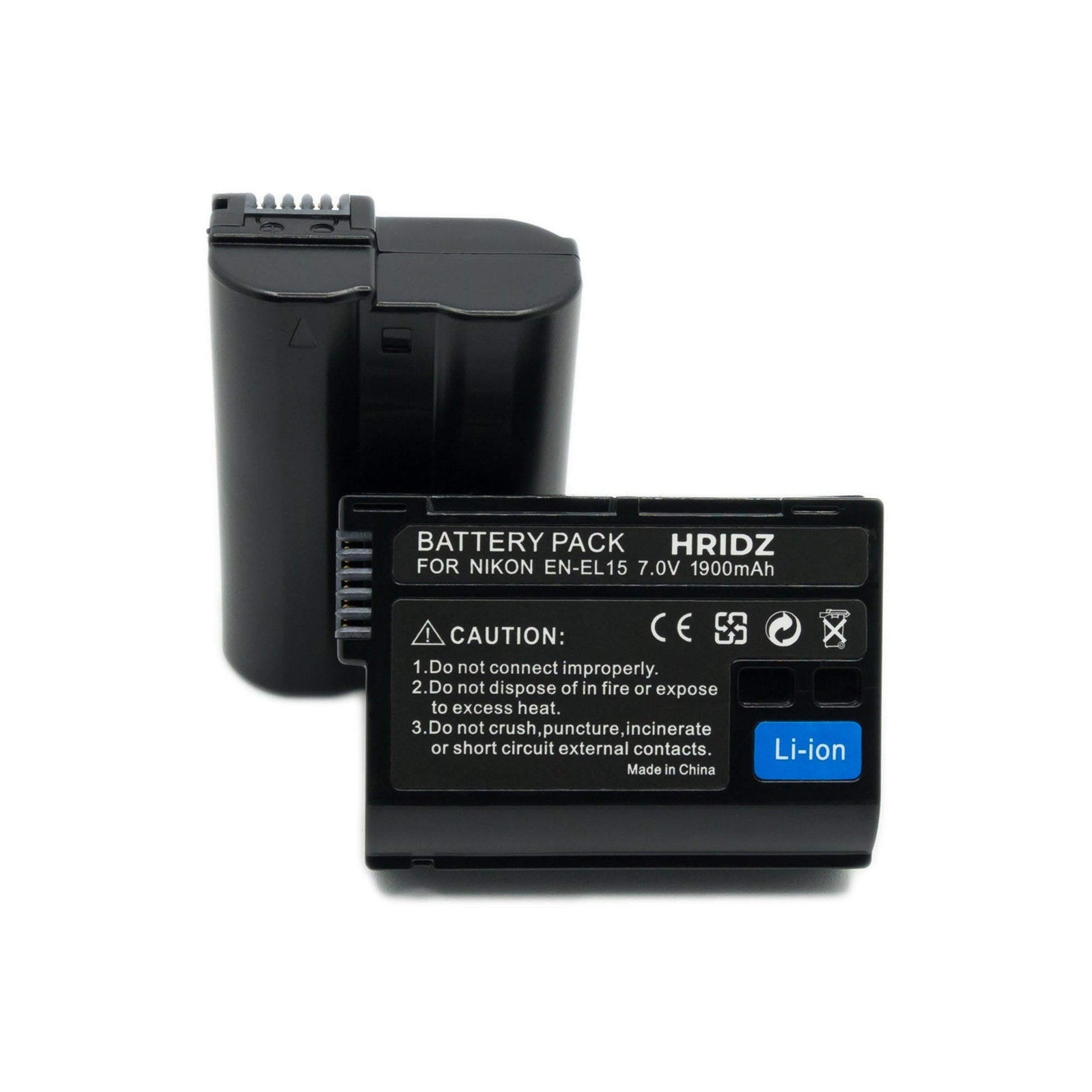 Hridz EN-EL15 Battery & Charger set for Nikon Z6, Z7, D780, D500, D600, D610, D750, D800, D810, D810a, D850.