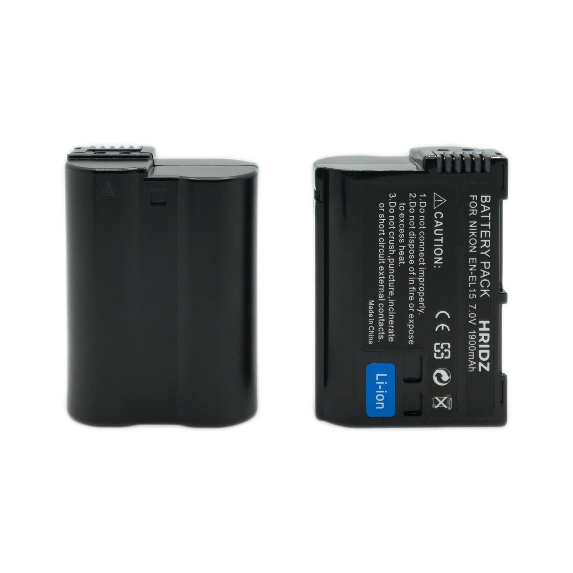 Hridz EN-EL15 Battery & Charger set for Nikon Z6, Z7, D780, D500, D600, D610, D750, D800, D810, D810a, D850.