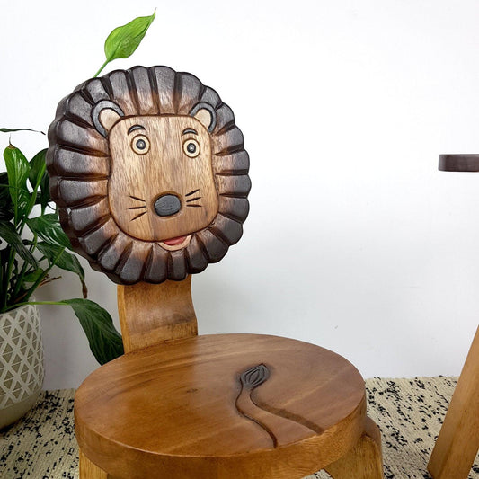 Kids Wooden Chair Lion.