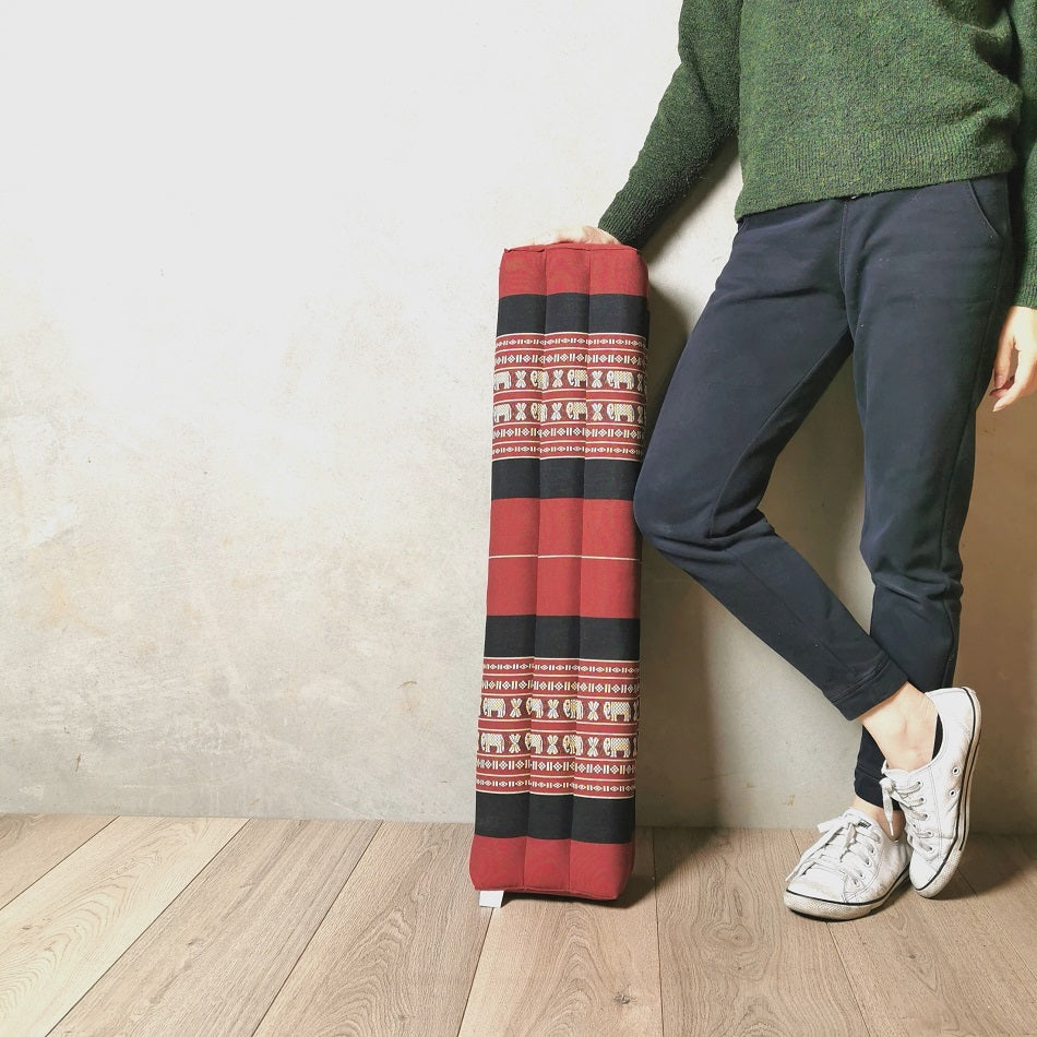 80cm Long Bolster Yoga Block/Prop Natural Kapok FilledRedEle.
