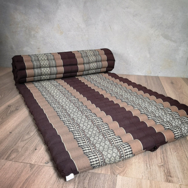 Thai Kapok Roll Up Mattress Foldout Mat Brown. Hover Image