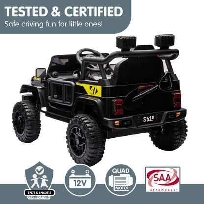 12V Kids Electric Ride On Jeep â Black.