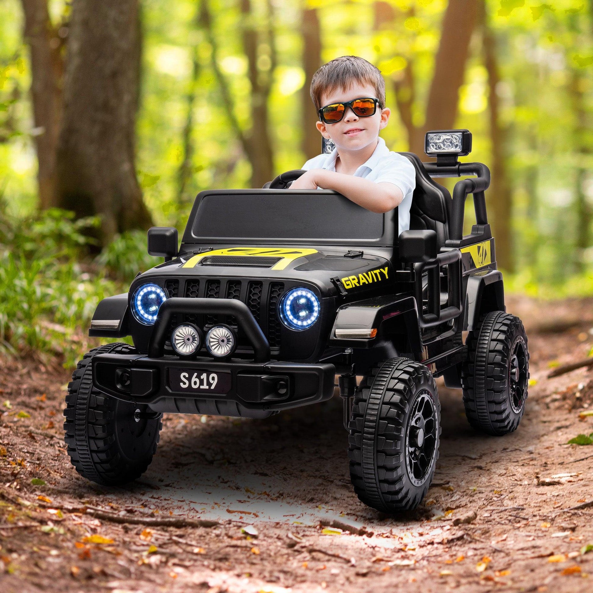 12V Kids Electric Ride On Jeep â Black.