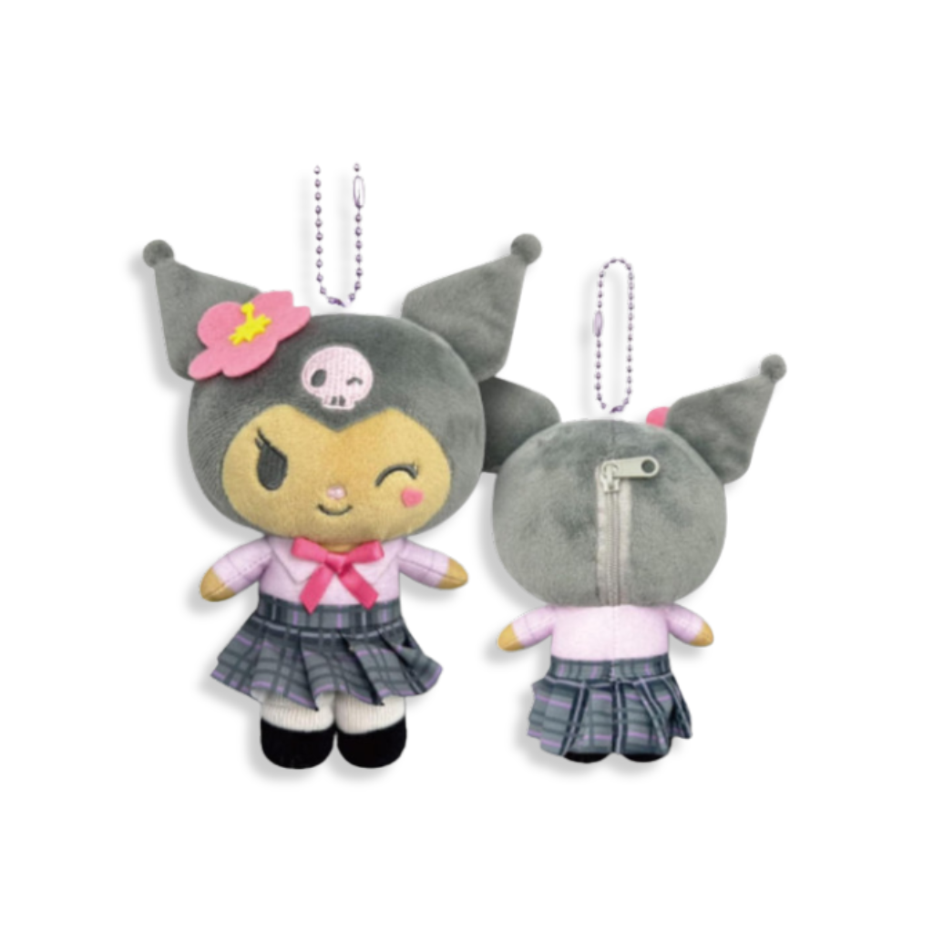 Sanrio Kuromi Tan Uniform Plush Mascot Keychain.