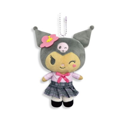 Sanrio Kuromi Tan Uniform Plush Mascot Keychain.