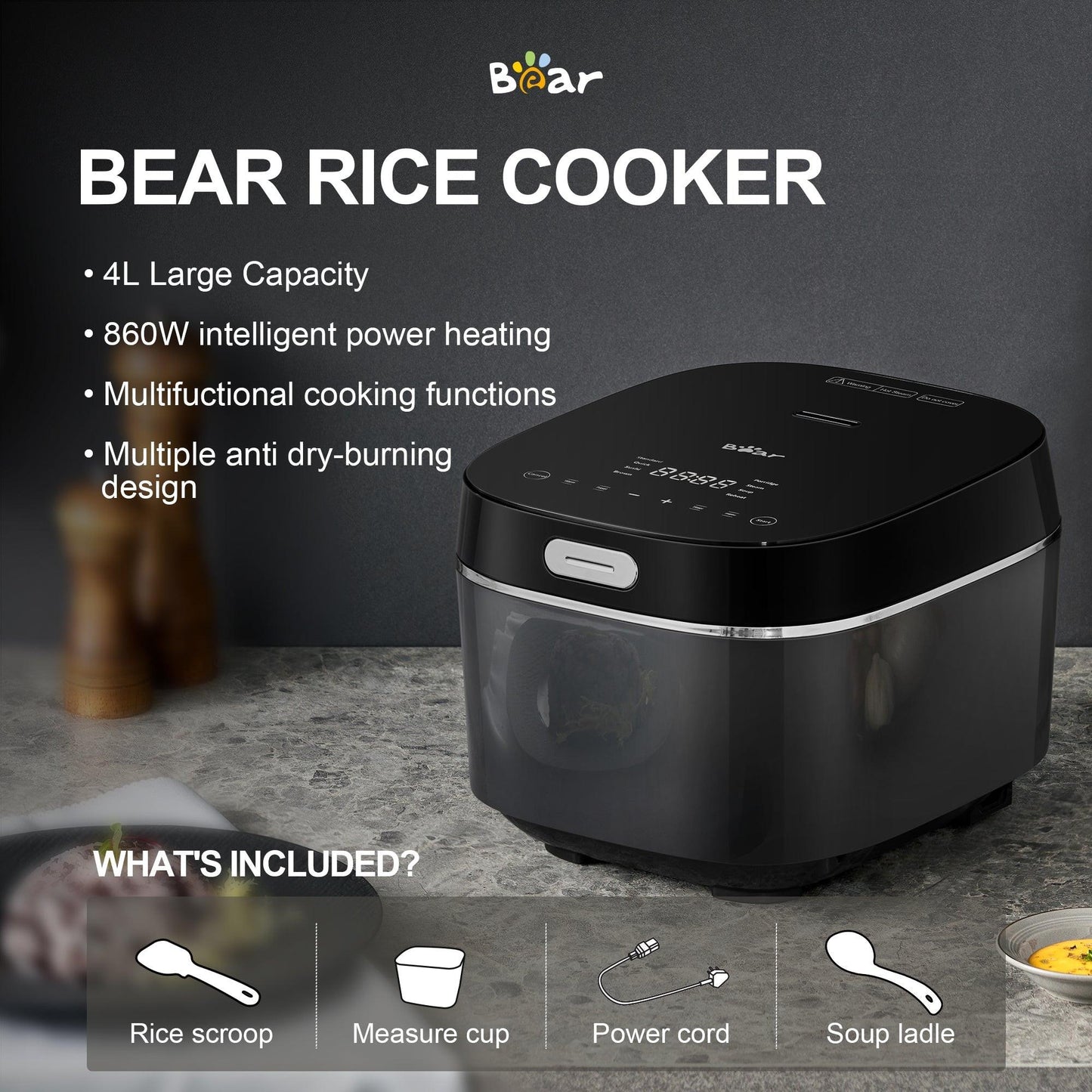 BEAR 4 Litre Intelligent Power Heating Rice Cooker DFB-Q40R5.